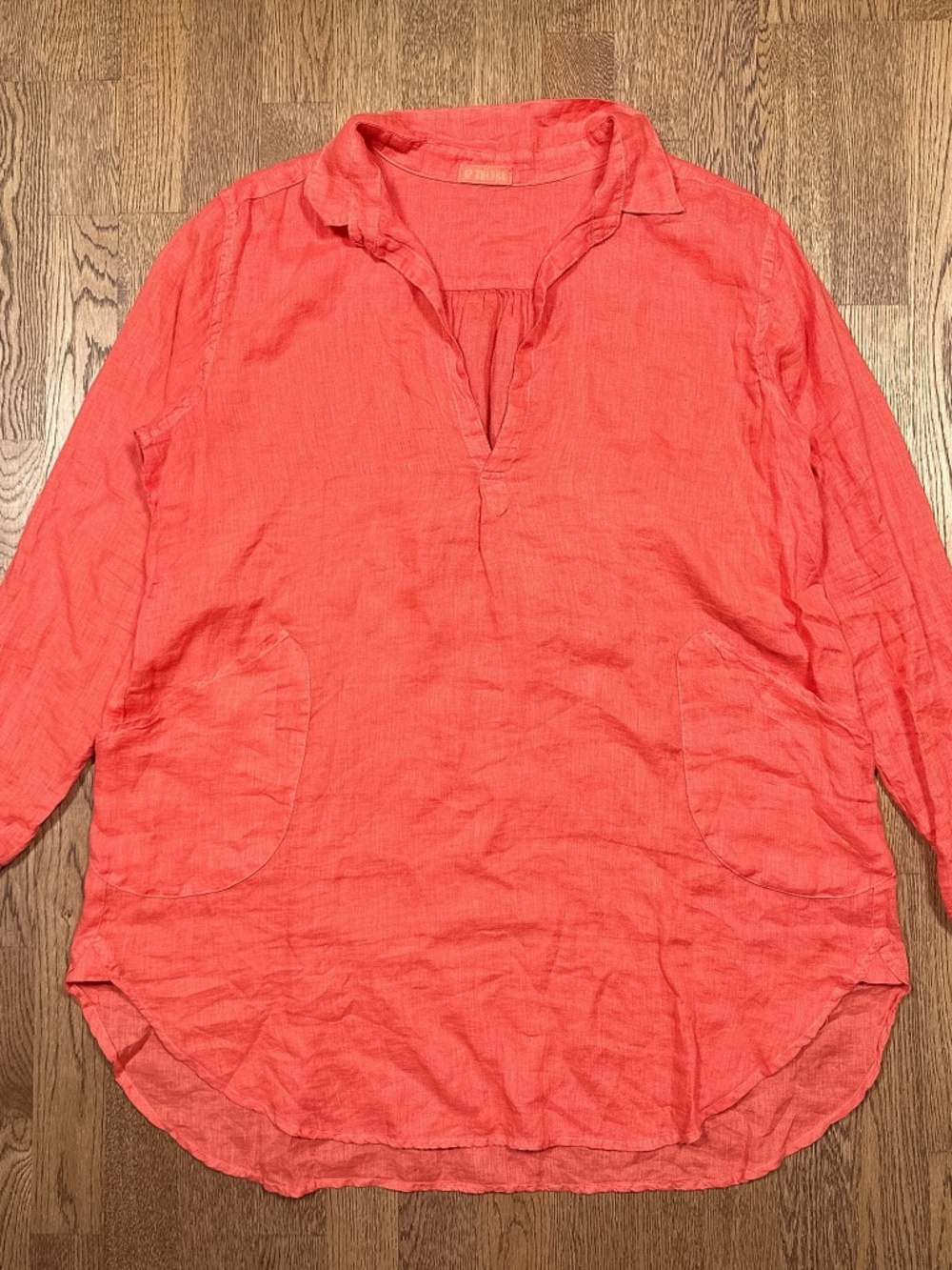 CP Shades Teton Linen Chambray Orange Tunic Oversized L/S Blouse Womens Large